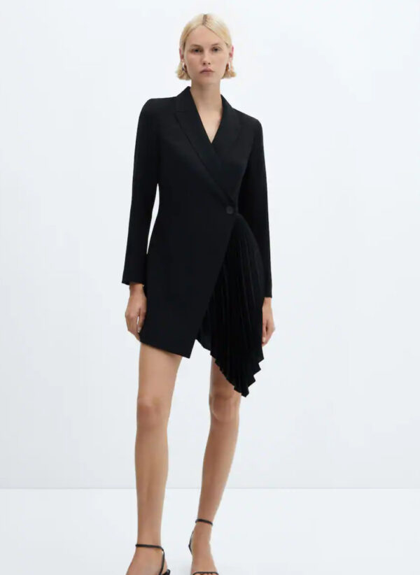 Pleated detail blazer dress