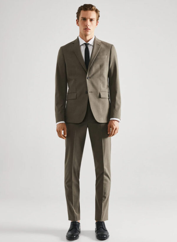 Stretch fabric slim fit suit pants