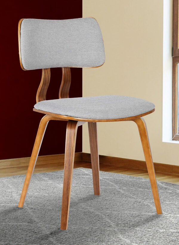 Jaguar Dining Chair in Grey Fabric and Walnut Wood - Image 2