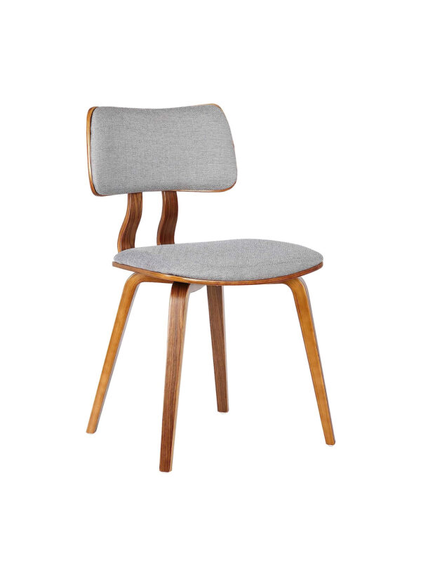 Jaguar Dining Chair in Grey Fabric and Walnut Wood